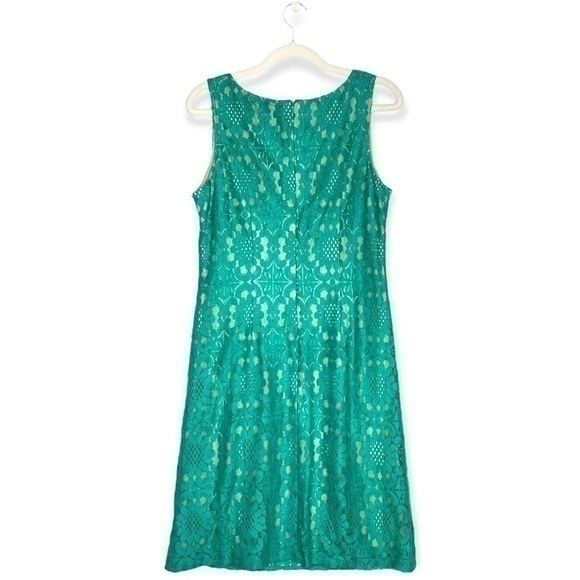 Eliza J emerald green lace shift dress with nude lining - Picture 3 of 11